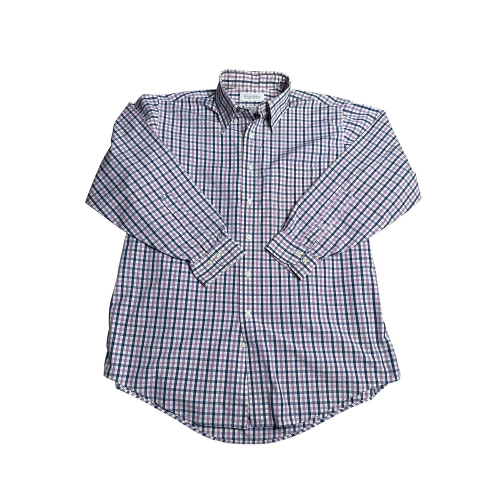 Brooks Brothers Original Polo Shirt Mens 16 1/2-32/33 Purple Blue Checkered